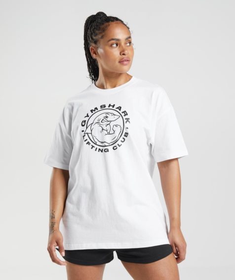 Women's Gymshark Legacy Oversized T-Shirts White | CA 5D73NA